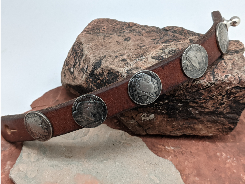 Buffalo Nickel Indian Head Concho Leather Bracelet