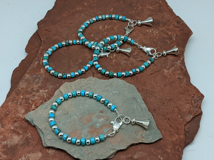 Wholesale Turquoise Sterling Silver Squash Blossom  Bracelet