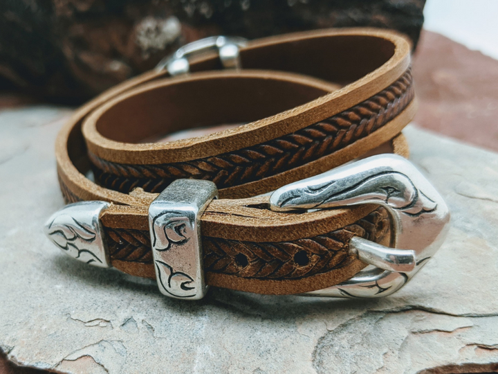 Wholesale Southwest Sunburst Wrap Bracelet  Tan