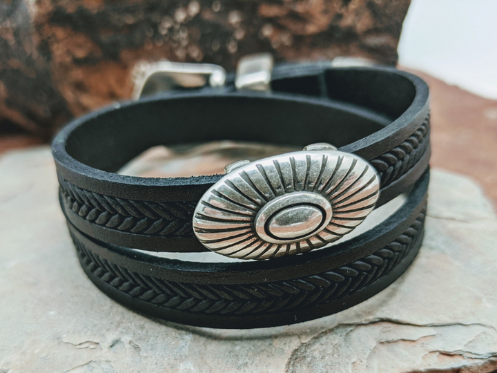 Wholesale Southwest Sunburst Wrap Bracelet  Tan