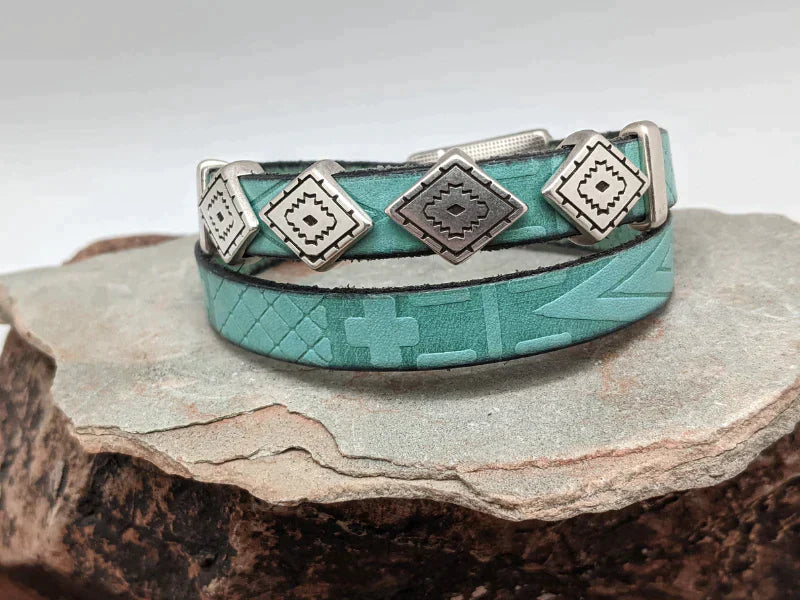 Southwest Diamond Leather Wrap Bracelet