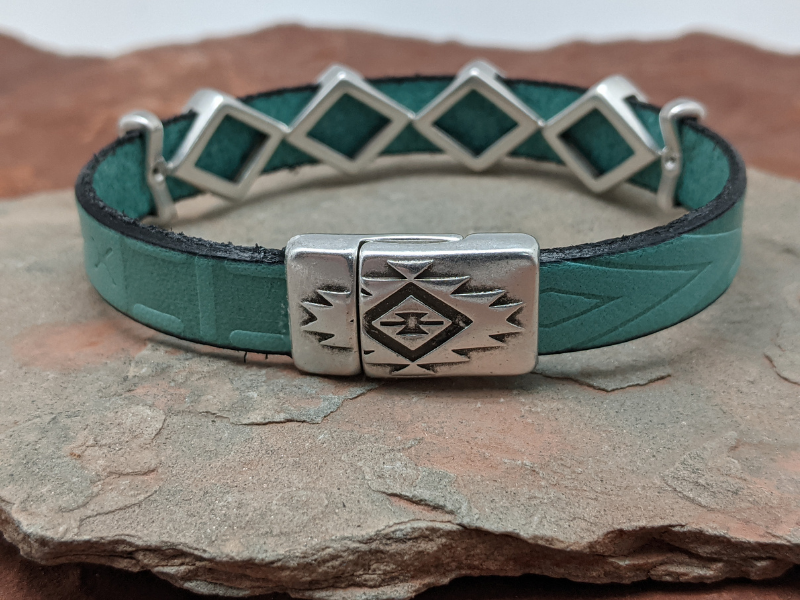 Southwest Diamond Leather Bracelet
