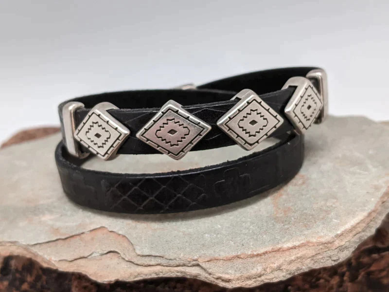 Wholesale Southwest Diamond Leather Wrap Bracelet