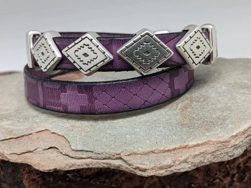 Southwest Diamond Leather Wrap Bracelet