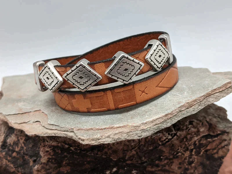 Wholesale Southwest Diamond Leather Wrap Bracelet