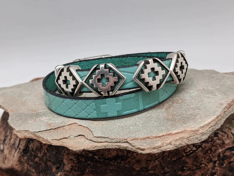 Southwest Rhombus Leather Wrap Bracelet