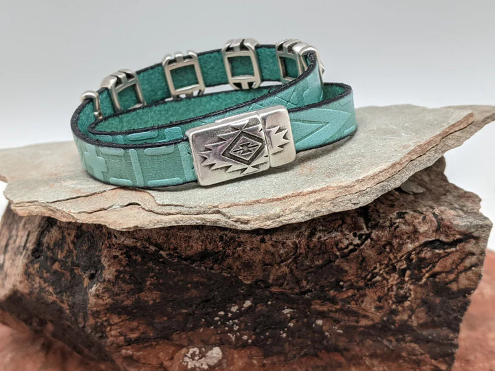 Southwest Rhombus Leather Wrap Bracelet