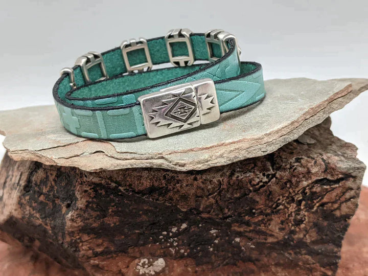 Wholesale Southwest Rhombus Leather Wrap Bracelet
