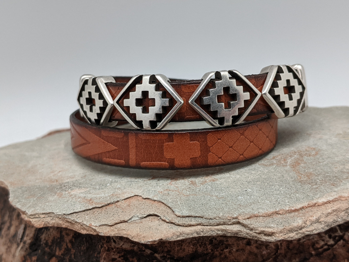 Wholesale Southwest Rhombus Leather Wrap Bracelet
