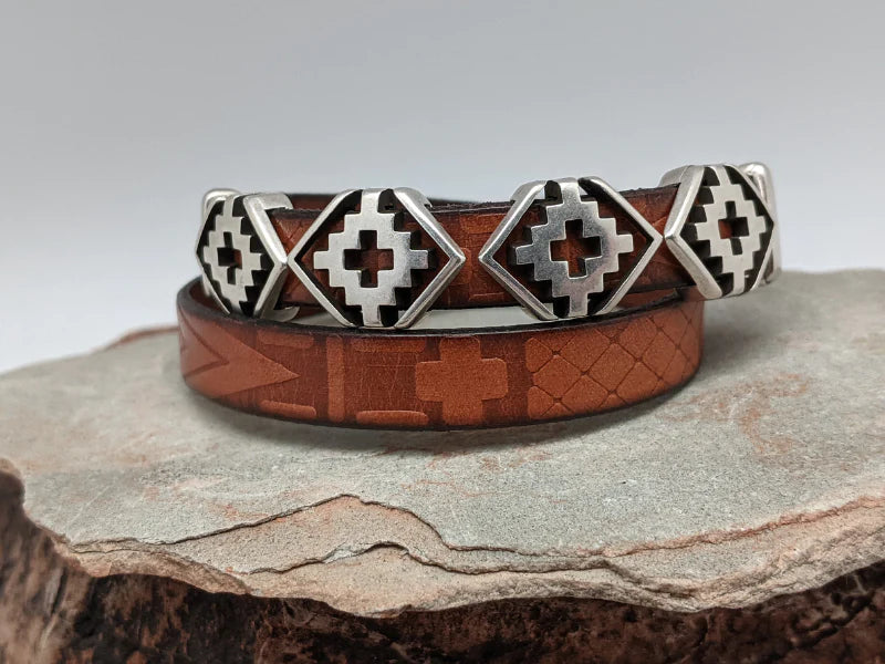 Southwest Rhombus Leather Wrap Bracelet