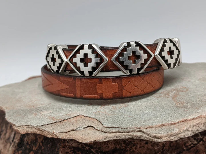 Southwest Rhombus Leather Wrap Bracelet