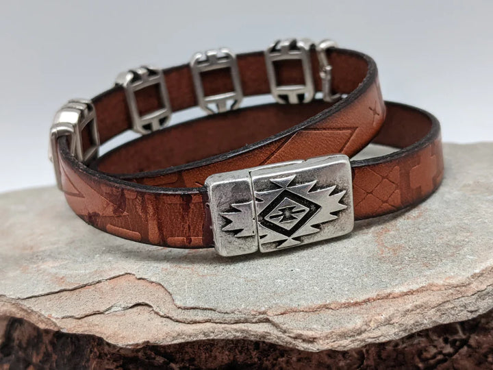 Southwest Rhombus Leather Wrap Bracelet