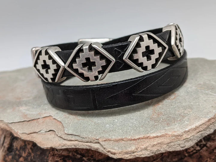 Southwest Rhombus Leather Wrap Bracelet
