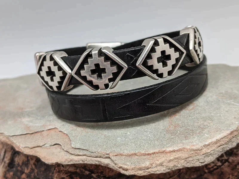 Wholesale Southwest Rhombus Leather Wrap Bracelet