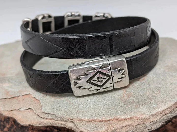 Southwest Rhombus Leather Wrap Bracelet