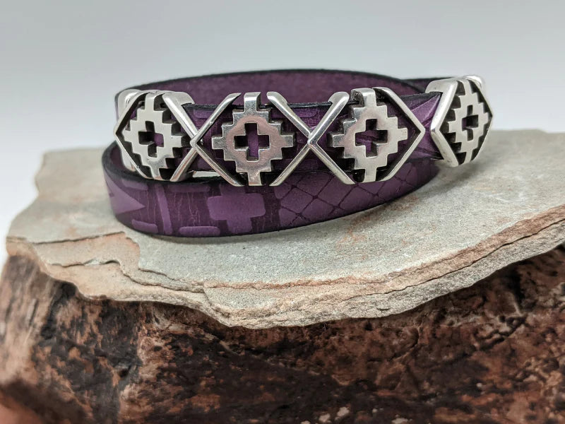 Wholesale Southwest Rhombus Leather Wrap Bracelet