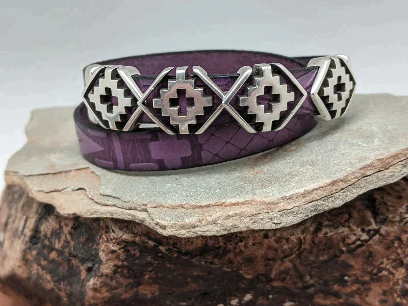 Southwest Rhombus Leather Wrap Bracelet