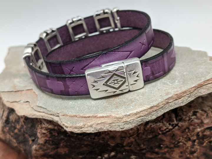 Wholesale Southwest Rhombus Leather Wrap Bracelet
