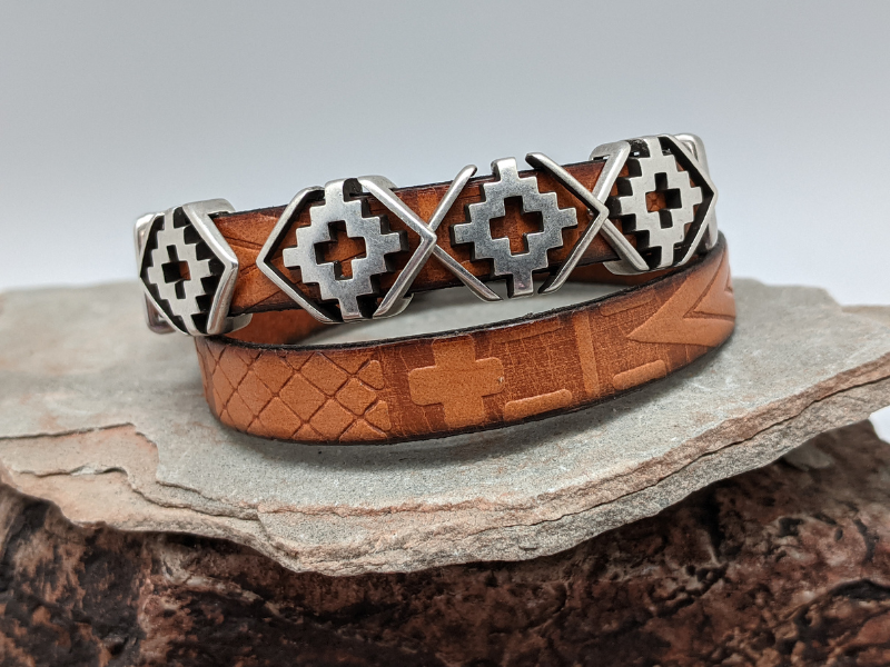 Wholesale Southwest Rhombus Leather Wrap Bracelet