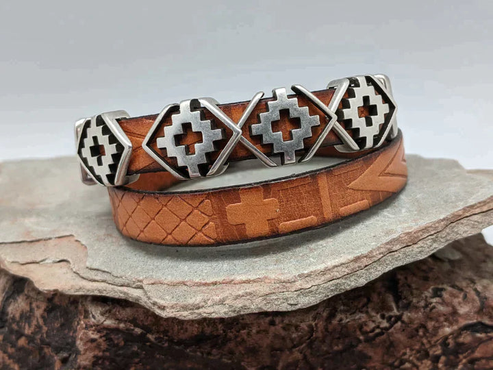Southwest Rhombus Leather Wrap Bracelet