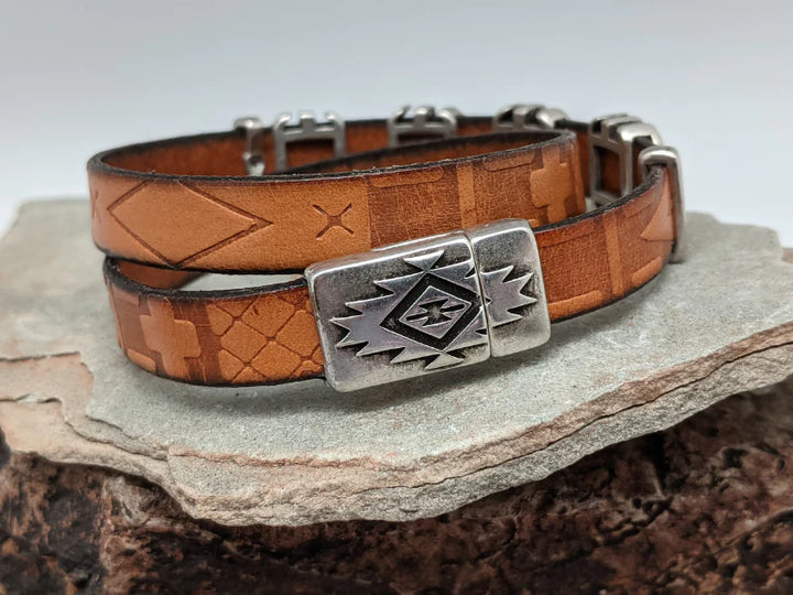 Southwest Rhombus Leather Wrap Bracelet