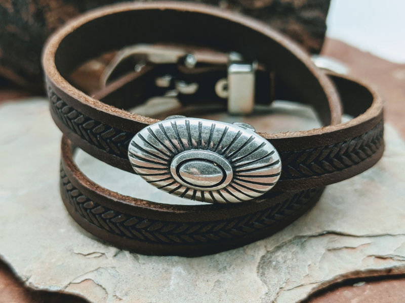 Wholesale Southwest Sunburst Wrap Bracelet  Tan