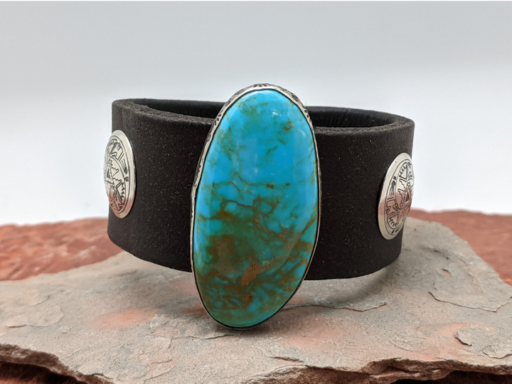 Kingman Turquoise Stamped Bracelet
