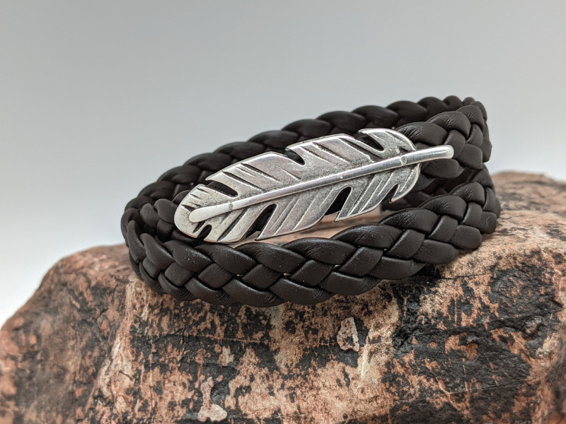 Wholesale Feather Braided Leather Wrap Bracelet