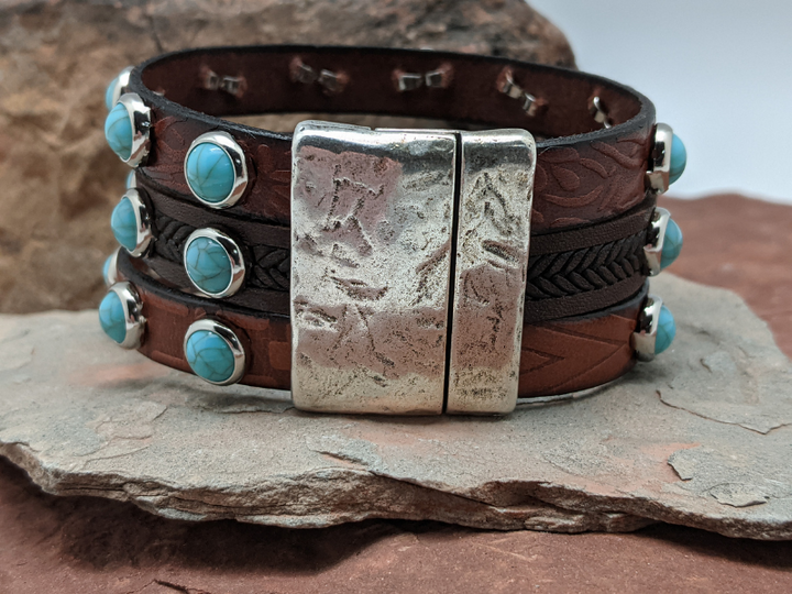 Wholesale Triple L Leather Bracelet Brown