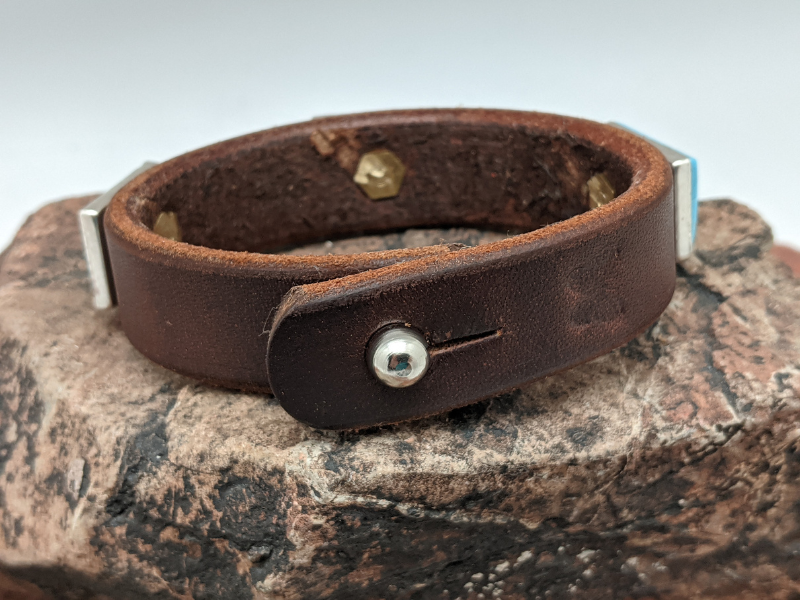 Wholesale Kingman Turquoise Triple Rectangle Cab Leather Bracelet