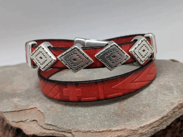 Wholesale Southwest Diamond Leather Wrap Bracelet