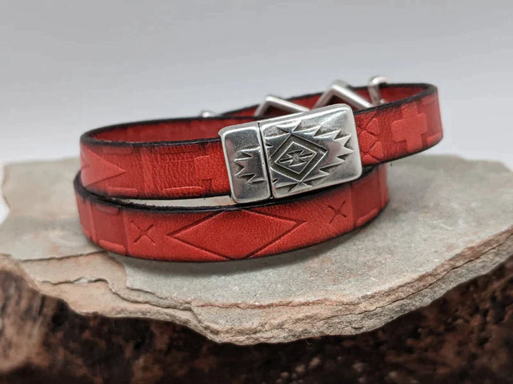 Southwest Diamond Leather Wrap Bracelet