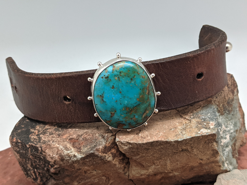 Wholesale Kingman Turquoise Leather Bracelet