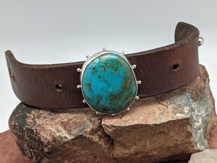 Kingman Turquoise Leather Bracelet