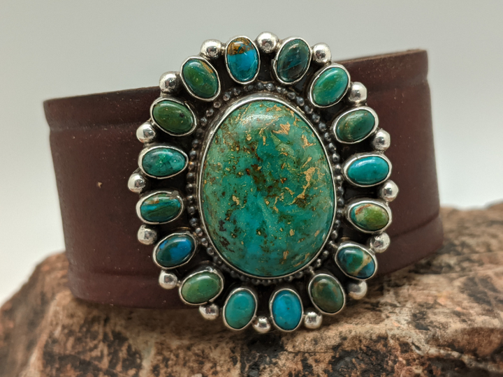 Wholesale Kingman Turquoise with Chrysocolla Cluster Bracelet