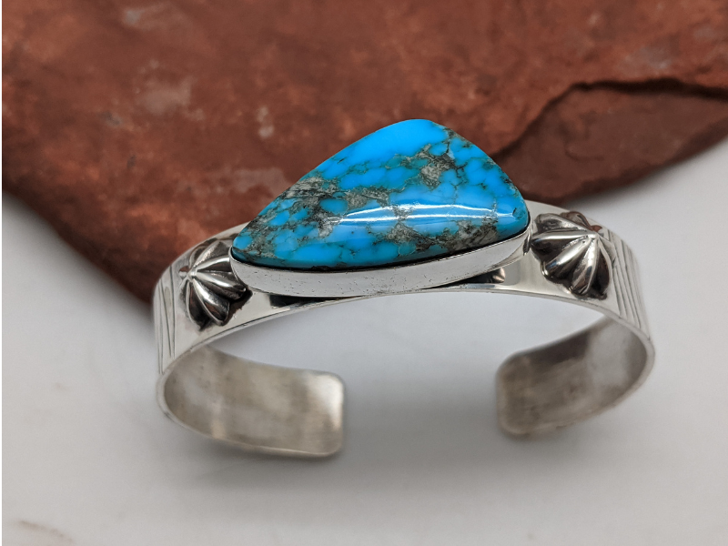 Kingman High Blue Turquoise Sterling Silver Cuff