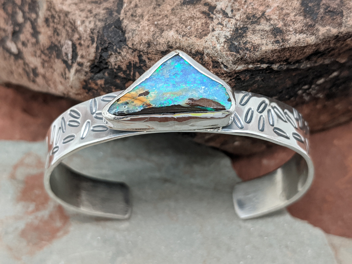 Boulder Opal Sterling Silver Cuff