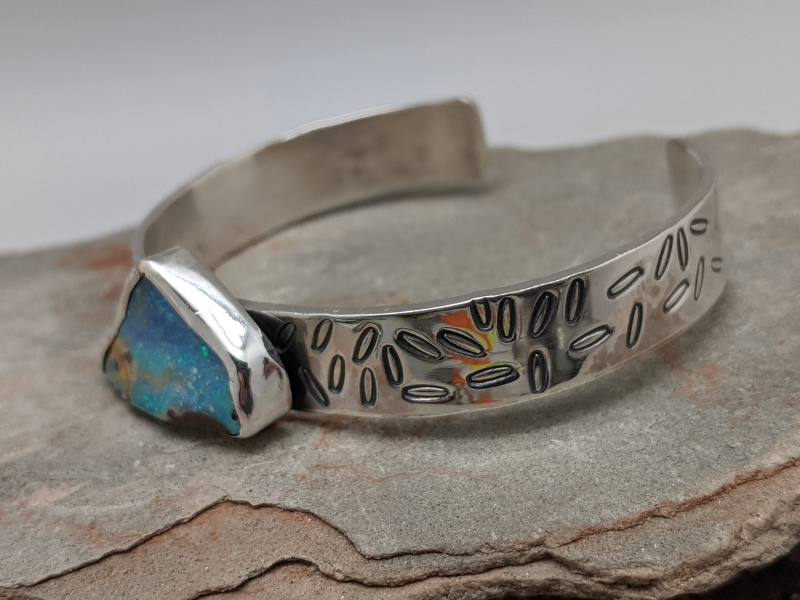 Boulder Opal Sterling Silver Cuff