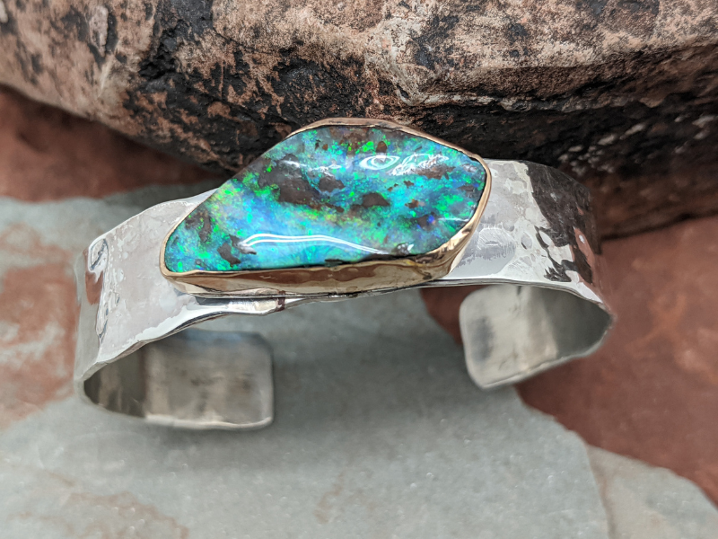 Boulder Opal Sterling Silver Cuff