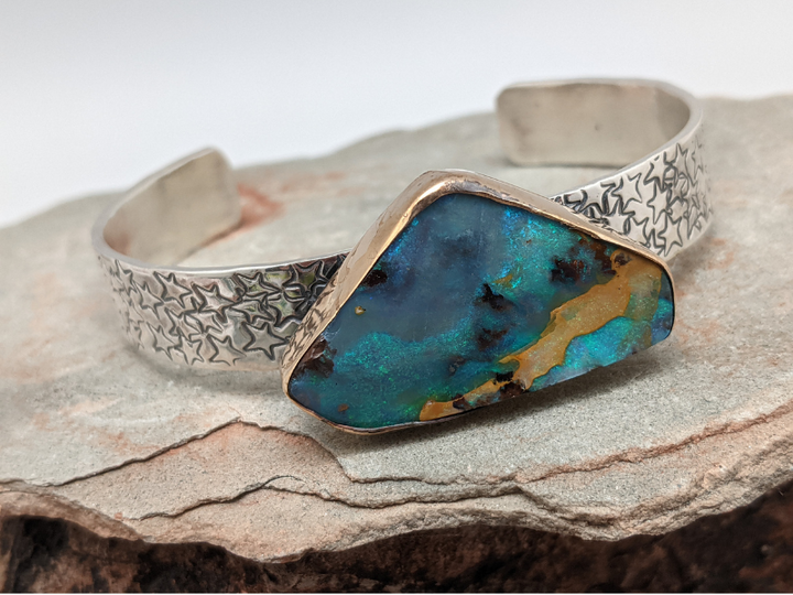 Boulder Opal Sterling Silver Cuff