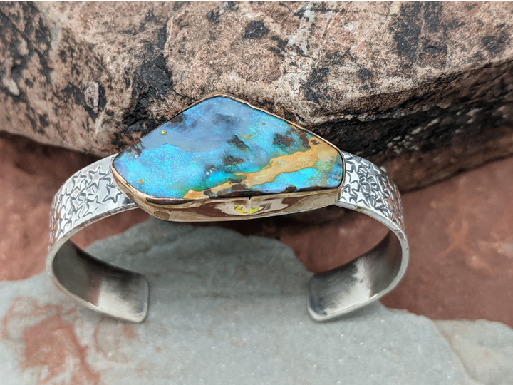 Boulder Opal Sterling Silver Cuff