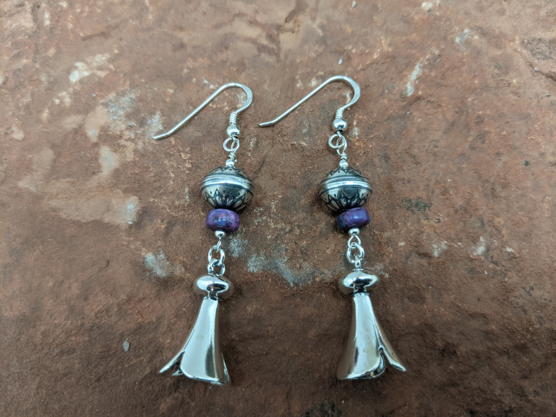 Wholesale  Squash Blossom Earrings  with Purple Mohave Turquoise - 10mm