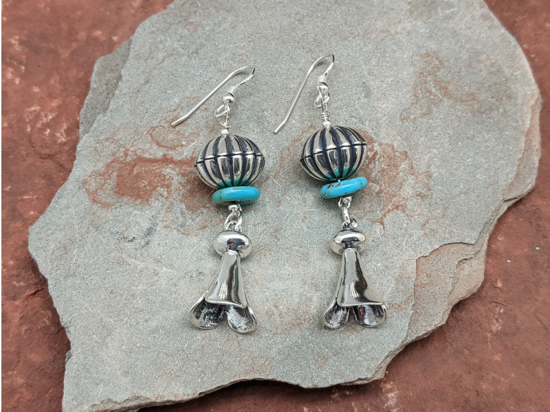 Squash Blossom Earrings with Royal Beauty Turquoise