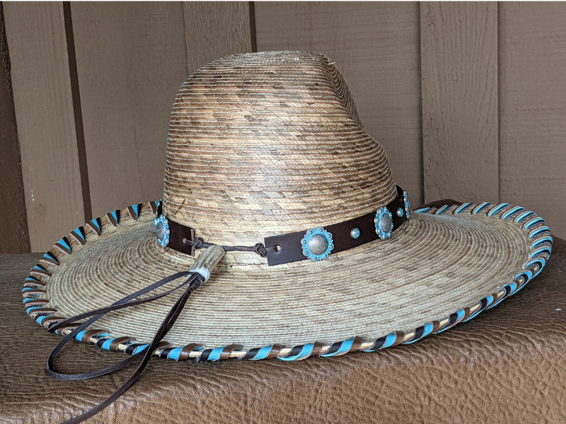 Copper Patina Berry Concho Leather Hatband