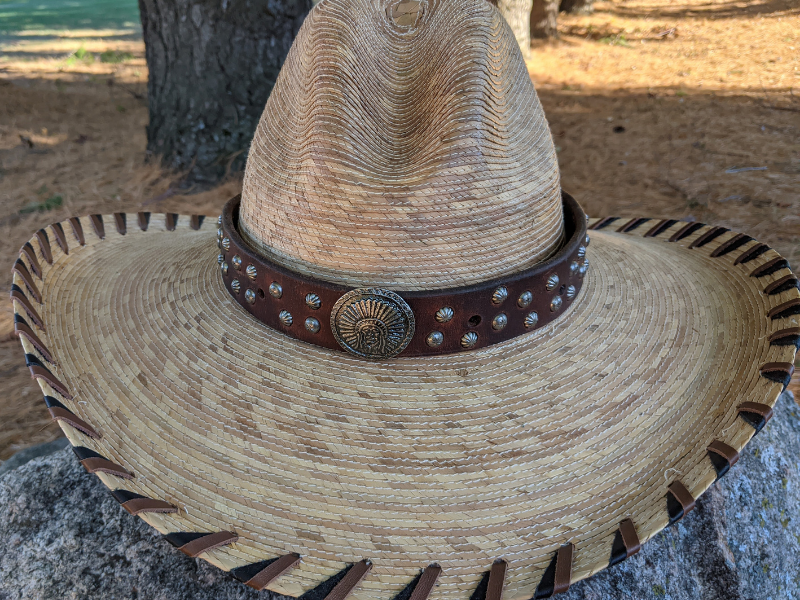 Wholesale Old Silver Indian Chief with Turkey Feathers Leather Hatband
