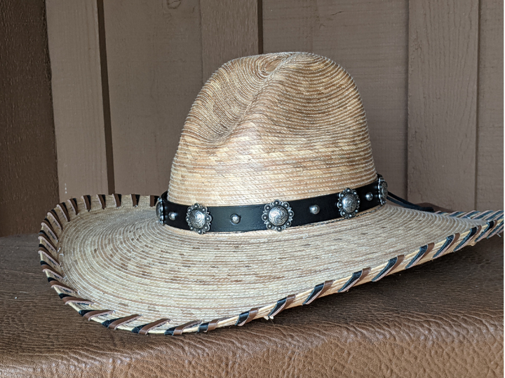 Old Silver Berry Concho Leather Hatband