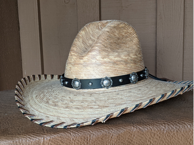 Wholesale Old Silver Berry Concho Leather Hatband