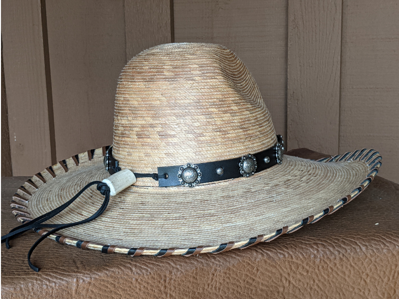 Wholesale Old Silver Berry Concho Leather Hatband