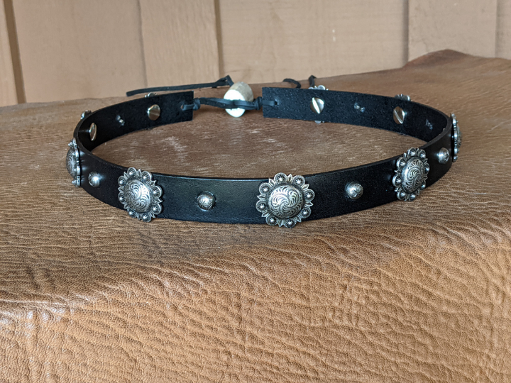 Wholesale Old Silver Berry Concho Leather Hatband
