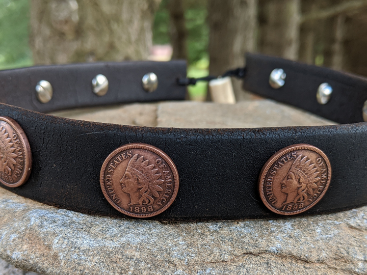 Indian Head Penny Leather Hatband